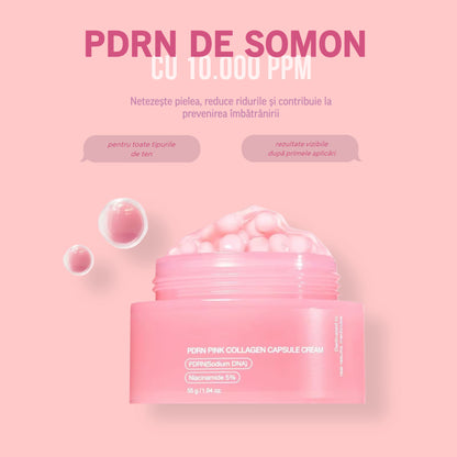 Cremă cu Capsule Roz PDRN – Colagen & ADN de Somon