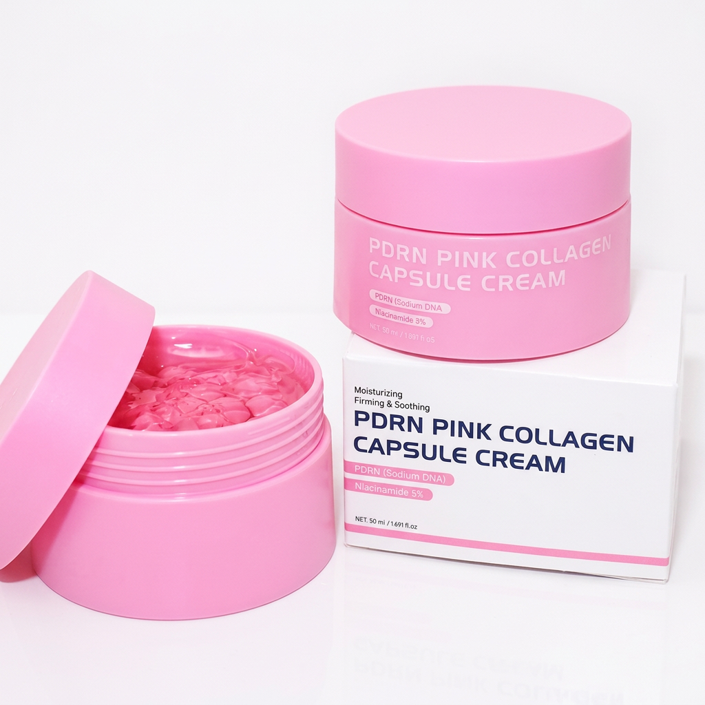 Cremă cu Capsule Roz PDRN – Colagen & ADN de Somon